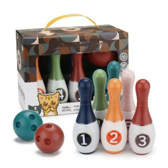 Kids Bowling Set, Mini Bowling Pin Toys 6PCS Pins and 2PCS Balls Colorful Safe To Use for Indoor