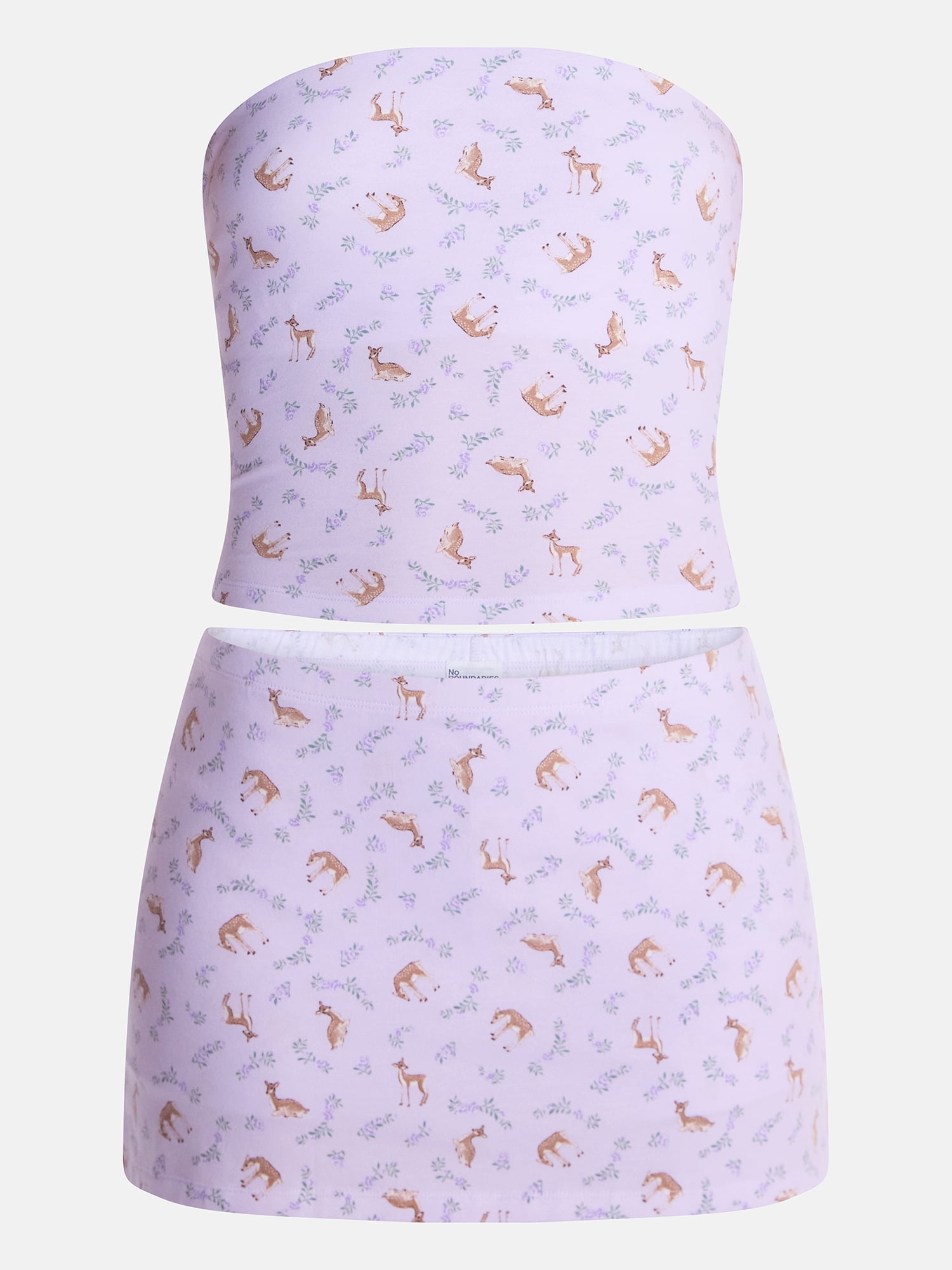 No Boundaries Sleepwear Tube Top and Skort Set from our Cloud Core Collection, 2 Piece, Women’s and Women’s Plus XXS-3X