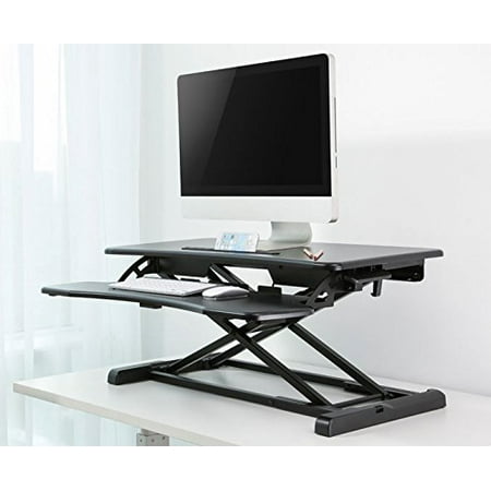 Impact Mounts Height Adjustable Ergonomic Desk Monitor Riser Tabletop Sit to Stand Workstation w/ Gas (Best Size Monitor For Work)