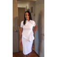 thumbnail image 4 of HSHDLDF Women Fashion Peplum Bodycon Short Sleeve Bow Club Ruffle Pencil Party Dress, 4 of 6
