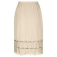 thumbnail image 4 of Kilaqueen Womens Basic Cotton Midi Skirts Casual Solid Color Half Slips Extender Lace Hem Underskirt Elastic Waist Knee Length Skirt, 4 of 6