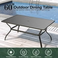 thumbnail image 2 of 6-person 60" Long Rectangular Steel Outdoor Dining Table with Umbrella Hole, 2 of 7