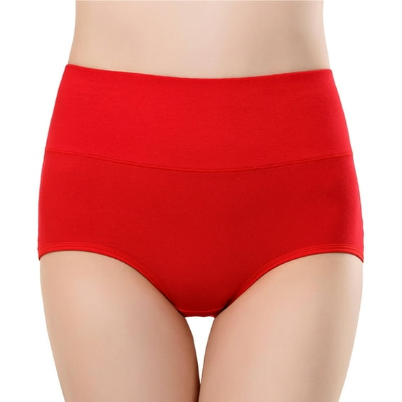 huanledash Women Underpants Bouncy High Waist Solid Color Soft Tummy Control Anti-septic Intimate Slimming Lady Panties for Inner Wear
