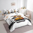 thumbnail image 3 of Feelyou Horror Ghost Child Bedding Comforter Set 7pcs, Pumpkin Bat Print Queen Bedding Sets, Gothic Halloween Theme Reversible Queen Sheet Sets, Lightweight Room Decor, 3 of 7