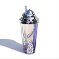 thumbnail image 1 of Mermaid Gobelets en Plastique Réutilisables à Double Paroi 14 oz avec Couvercles Crème et Paille, Queue vers le Bas, 1 of 6