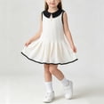 thumbnail image 2 of LOOK! Auroural toddler girls princess dresses 5t Girls' Solid Color Lapel Sleeveless Dress College Style Open Season Casual And Comfortable Dress（1-10Years）, 2 of 8