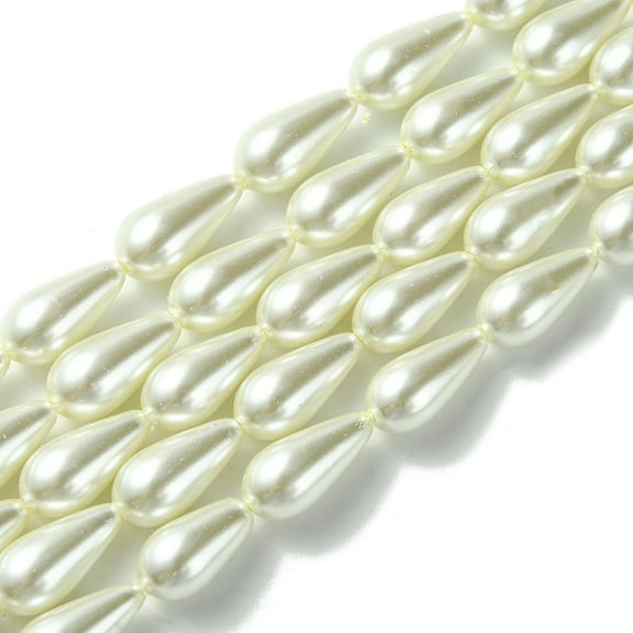 Glass Pearl Beads for Beading Jewelry Making Painted teardrop White 16x8mm Hole: 1mm about 24pcs/strand