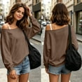 thumbnail image 4 of Diufon Off Shoulder Sweatshirt for Women Long Sleeve Drop Shoulder Pullover Tops Soft Comfy Fall Winter Warm Sweatshirts, 4 of 9
