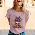 thumbnail image 2 of Tisuna Mardi Gras T Shirt For Women Fashion Print Short Sleeve Crew Neck Tops Casual Comfortable Ladies Festival Pullover Outfits Pink, 2 of 5
