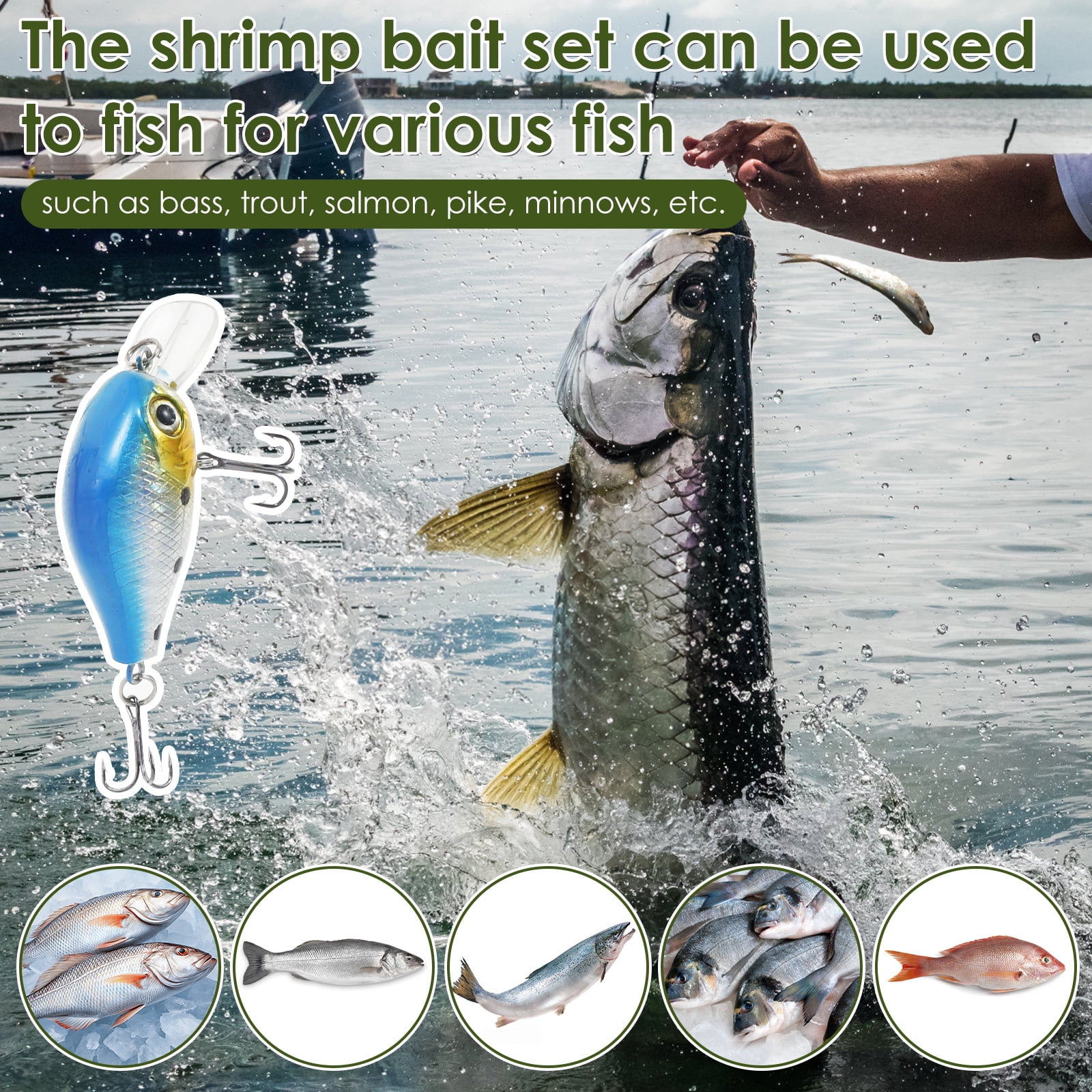Lzvxtym Fishing Lures,Fishing Lures Kit,Fishing Bait Lure Set for Saltwater Freshwater,with Tackle Box,102Pcs