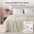 thumbnail image 3 of 100% Natural Cotton Flat Sheet Only - 600 Thread Count, Soft and Crisp, Breathable, Top Sheet Only, Premium Sateen Weave - Ivory (Creamy Beige Tone), King Size, 3 of 10