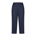 thumbnail image 6 of Tianiyouqing Breathable Capri Pants for Women Relax Elastic Waist Straight Leg Split Hem Vacation Spring Cropped Trousers High Waisted Knee Length Office Capri Pants with Pockets Navy M, 6 of 8