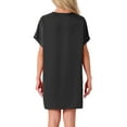 thumbnail image 3 of INSPIRE CHIC Women's Nightgown V Neck Soft Short Sleeve Loungwear Thigh Length Sleepdress 2XL Black, 3 of 6