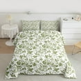 thumbnail image 2 of Homewish Flower Floral Women Full Size Comforter Sets, White Green Leaf Plant Bedding Comforter Set, Simple French Style Reversible Bedding Sets, Ultra Soft Bedroom Decor, 3pcs, 2 of 8