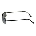 thumbnail image 3 of Mens Spring Hinge Narrow Rectangular Rimless Classy Metal Rim Sunglasses All Black, 3 of 4