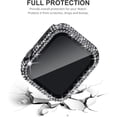 thumbnail image 2 of 2-Pack Bling Cases with Screen Protector Compatible for Apple Watch 41mm, Fully Paved Diamonds Protective Case for iWatch Series 7 (41mm, Black+Clear), 2 of 5