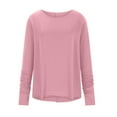 thumbnail image 3 of MIUOWANP Women's Casual Round Neck Long Sleeved Top 2024 Popular New Tops on Sale Pink S, 3 of 5