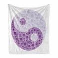 thumbnail image 1 of Yin Yang Soft Flannel Fleece Throw Blanket, Graphic Yin Yang Designed with Connecting Square Mosaic Tiles, Cozy Plush for Indoor and Outdoor Use, 50" x 60", Violet and Pale Mauve, by Ambesonne, 1 of 6
