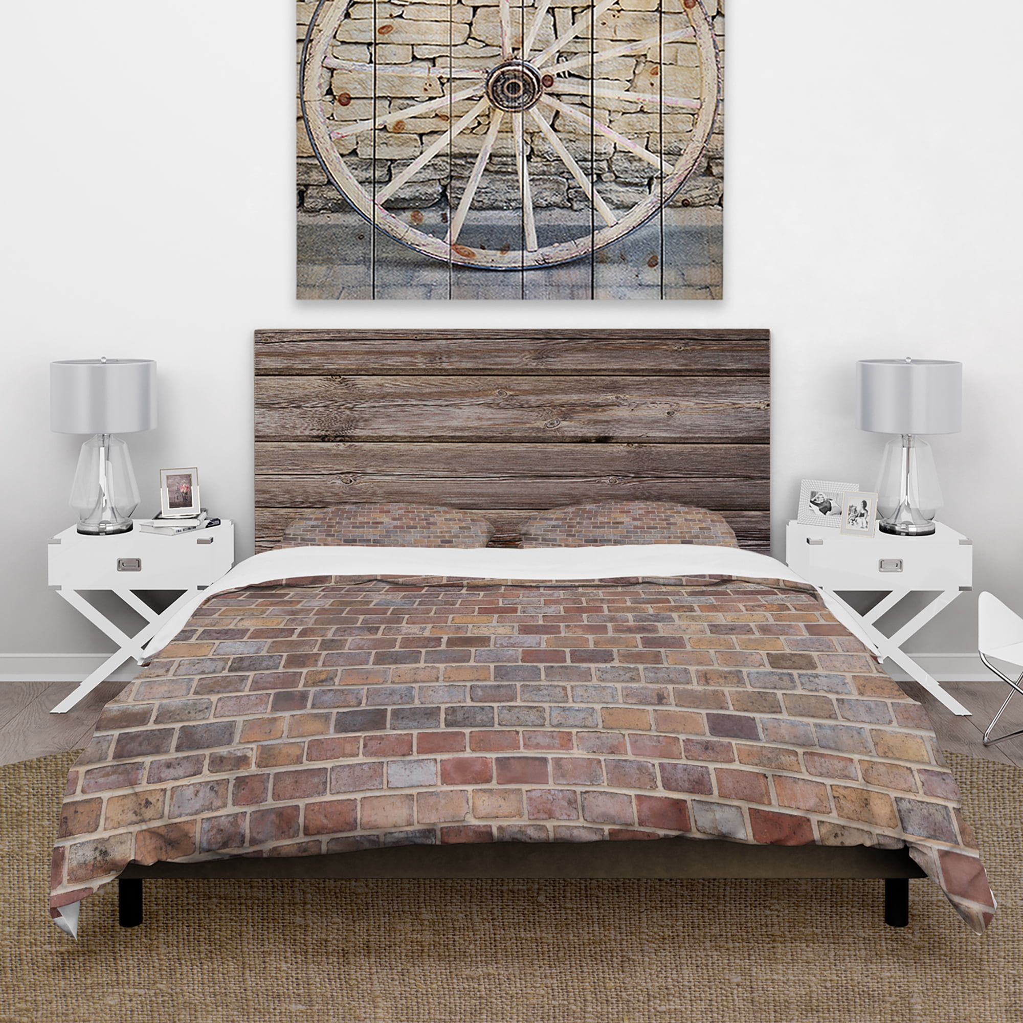 Designart 'Red Brick WallTexture' Modern & Contemporary Duvet Cover Set