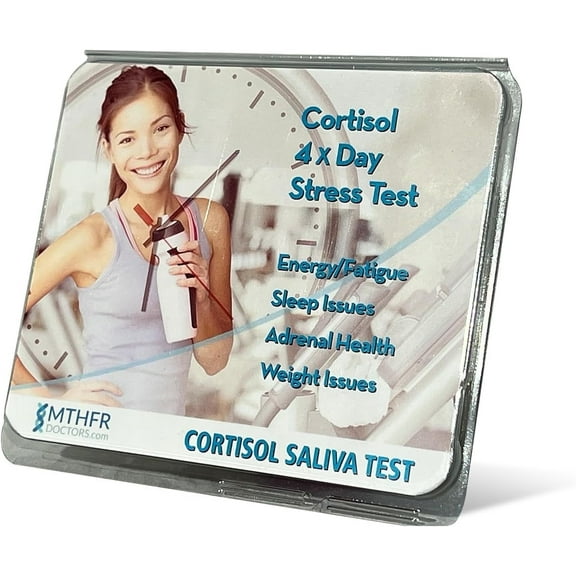Cortisol Stress Test 4-in-1 - Comes with Results Interpretation and Live Support by Phone - Fast Results - at Home Saliva Collection Kit