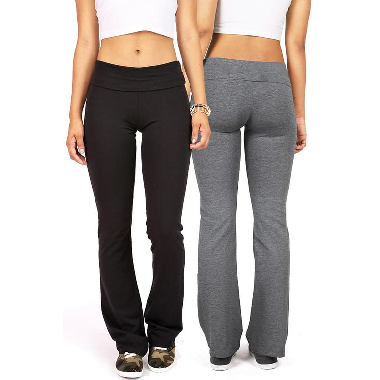 2 Item Bundle: Ambiance Apparel Women's Juniors Yoga Pants (L, Black &  Charcoal) 