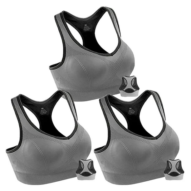 RNKR 3 Pack Women Racerback Sports Bras High Impact Workout Yoga Gym