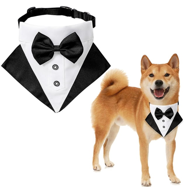 Corbata formal de esmoquin para perros (m-negro), corbata de boda para perros, collar ajustable para perros con pajarita, corbata para perros de tamaño pequeño a mediano