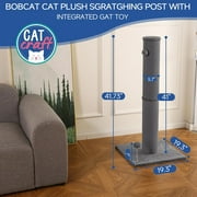 Cat Craft 41.73 ” عمود خدش كبير للقطط من الفرو الصناعي باللون الرمادي الطويل مع ألعاب قابلة للاستبدال وقاعدة قوية