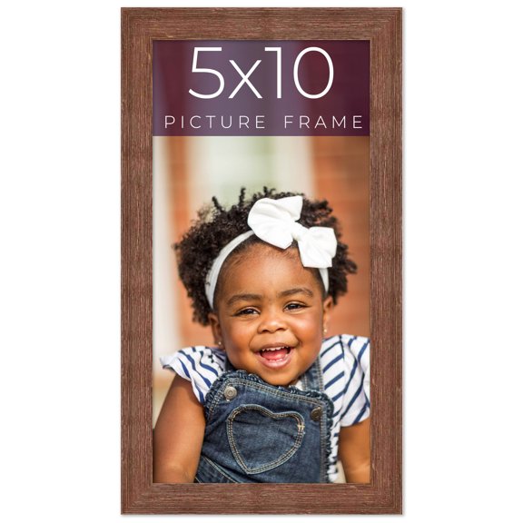 5x10 Frame Farmhouse Brown Solid Wood Picture Frame Width 1.5 Inches | Interior Frame Depth 0.5