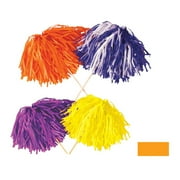 Beistle Club Pack of 144 Golden-Yellow Football Themed Pom Pom Tissue Shakers 16" Stick x 12" Strand
