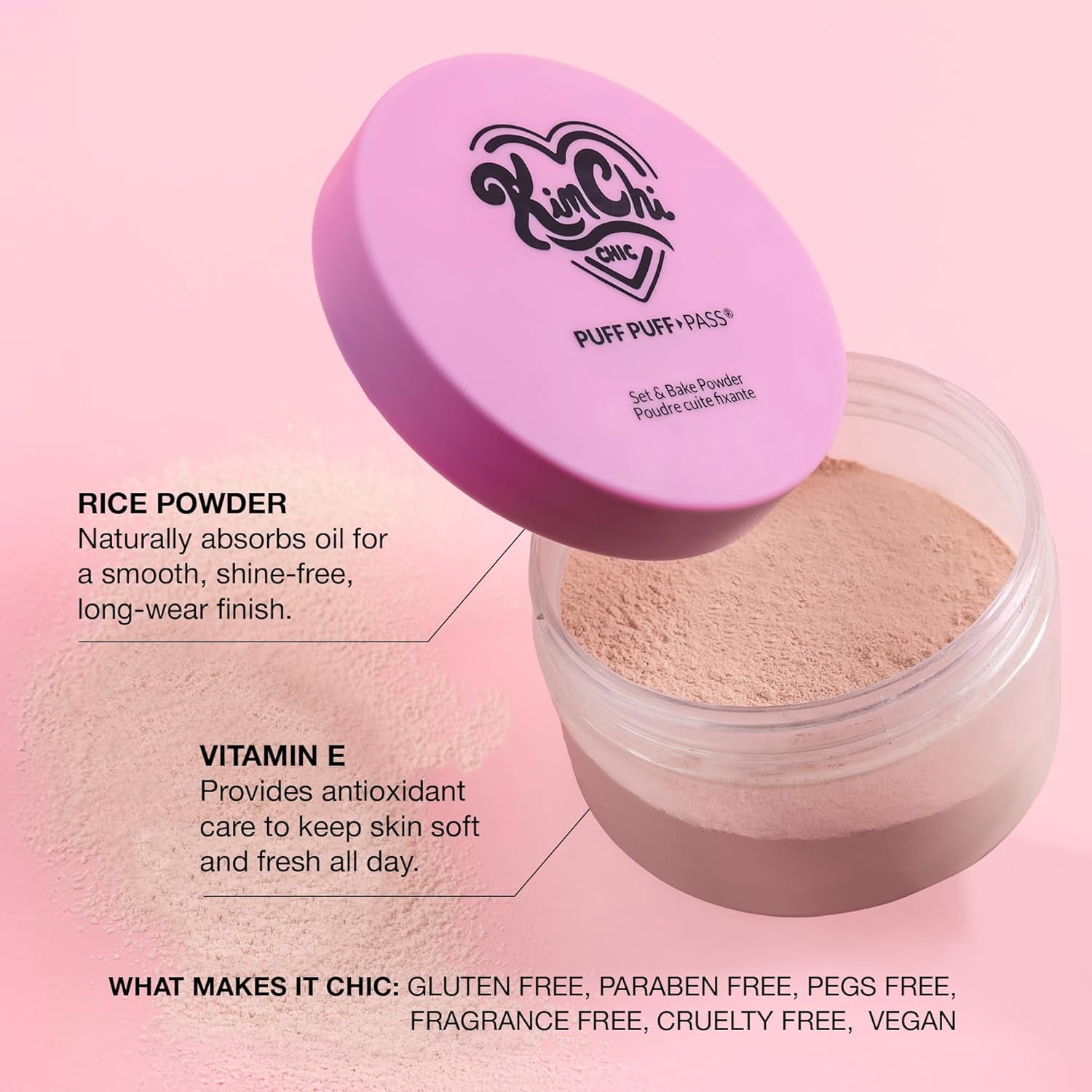 KimChi Chic Beauty Puff Puff Pass®, Set & Bake Powder, PPP03 Translucent, 0.85 oz (24 g)
