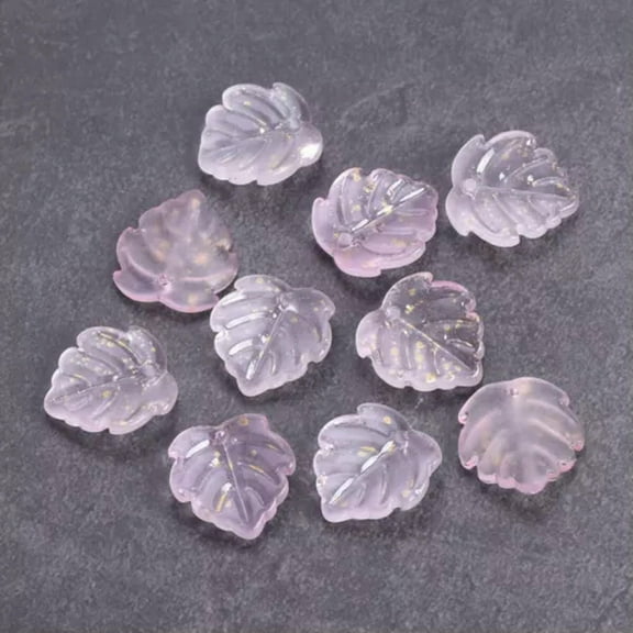 U8MO 10pcs 15x14mm Leaf Petal Lampwork Glass Loose Pendants Beads for Jewelry Making-1# Light Pink