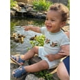 thumbnail image 3 of BemeyourBBs Newborn Baby Boy Girl Duck Outfit Summer Clothes Waffle Knit Striped Romper Casual Mallard Embroidered Striped Crew Neck Short Sleeve Infant Jumpsuit Shorts, 3 of 8