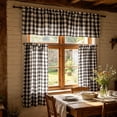thumbnail image 5 of 3pcs Cafe Curtain Set, One Top Valance and Two Lower Panels, Light Filtering Thermal Window Covering for Kitchen Bathroom Basement Laundry Room and Small Windows, B-Black, 5 of 9