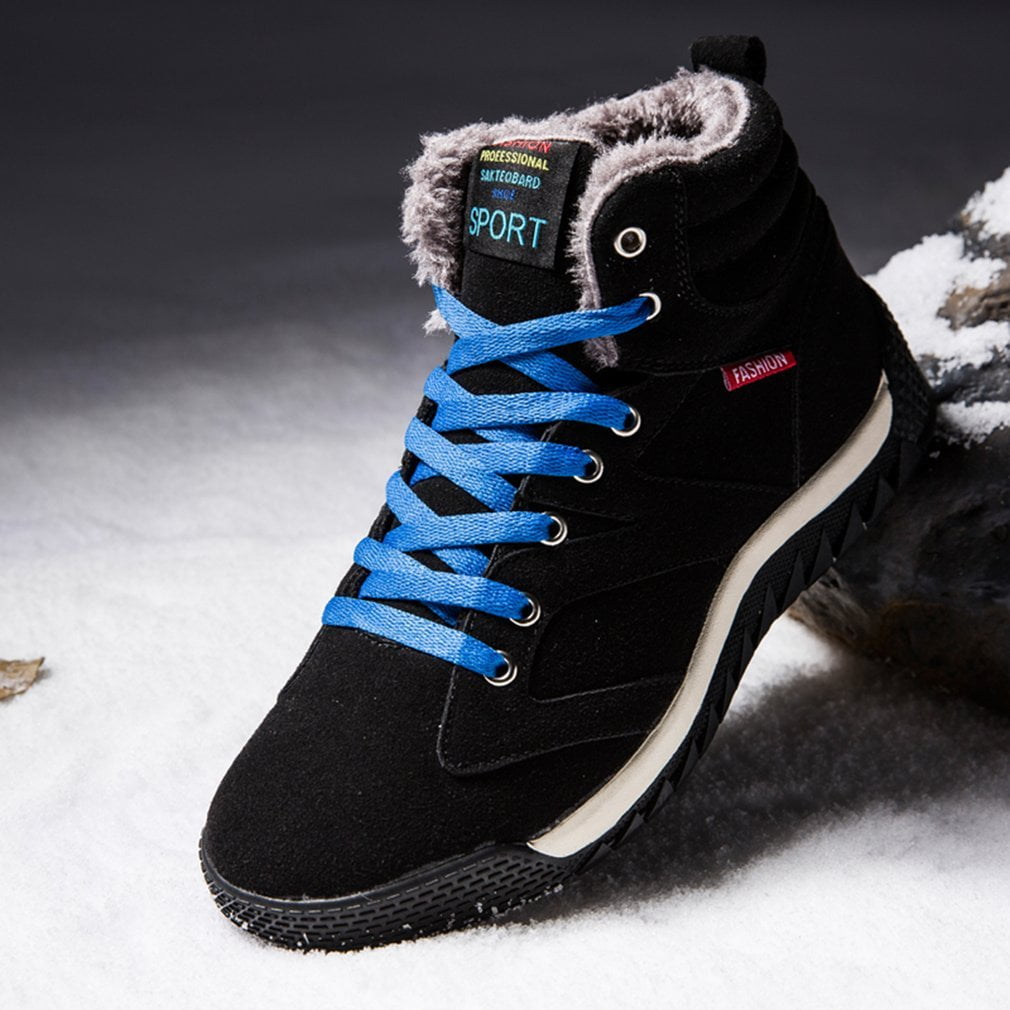 Winter Casual High-top Snow Boots Fur Lined Lace Up Ankle Sneakers for ...