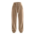 thumbnail image 7 of Women's High Waist Velvet Jogger Sweatpants, Ghalytn Drawstring Elastic Waist Soft Velour Casual Pants with Side Pockets, 7 of 7