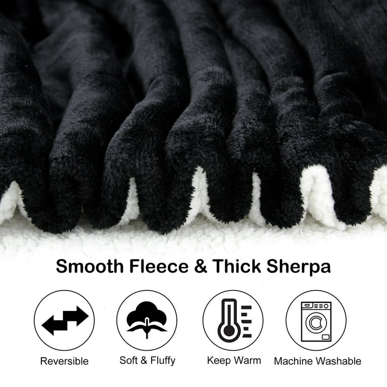 Sherpa Fleece Throw Blanket, Twin Size Soft Fuzzy Throw Blankets