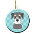 thumbnail image 1 of Checkerboard Blue Schnauzer Ceramic Ornament, 2.81 In., 1 of 1
