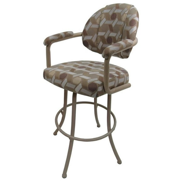 Tobias Designs 30" Vinyl Upholstered Swivel Bar Stool in Camber Latte and Beige