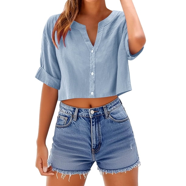 Vestidos Casuales Para Mujer, Blusas De Mujer De Moda Camisetas sueltas de verano de manga corta informales para mujer