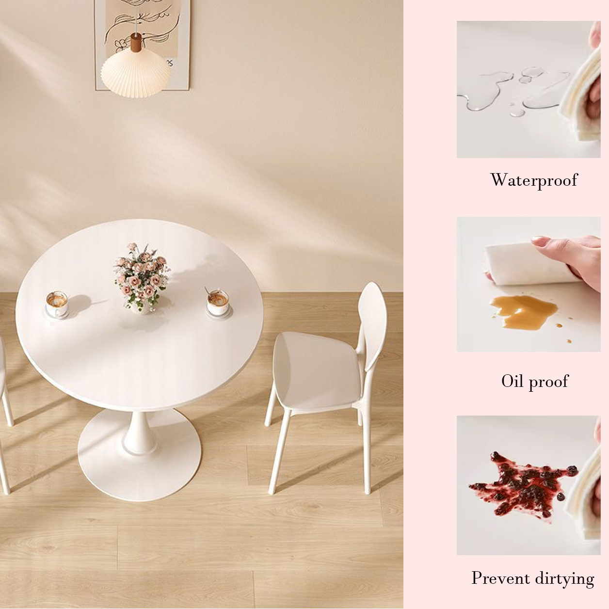 Miniyam 23.6" Round Dining Table, Small Wood Breakfast Table for Apartment, Kitchen or Studio, Modern Compact Dining Table for 2, Soft White