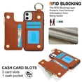 thumbnail image 2 of ELEHOLD Case for iPhone 14 Plus, Magnetic Closure Kickstand Zipper Wallet Case with 3 Card Slots & Ring Holder,Shockproof RFID Blocking Phone Case,Brown, 2 of 8