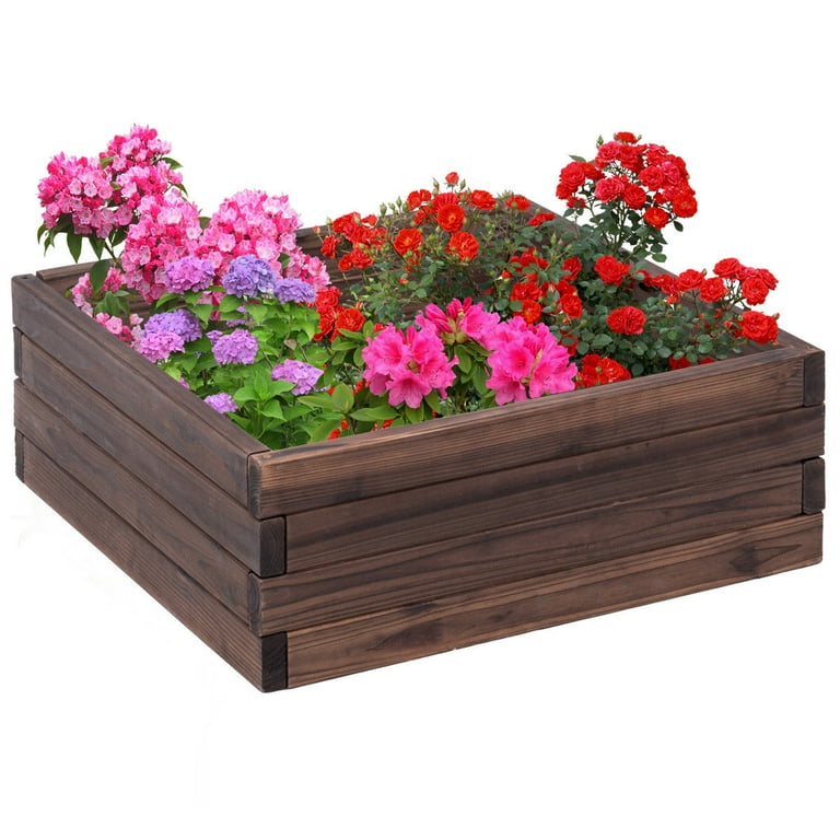 Costway Square Raised Garden Bed Flower Vegetables Seeds