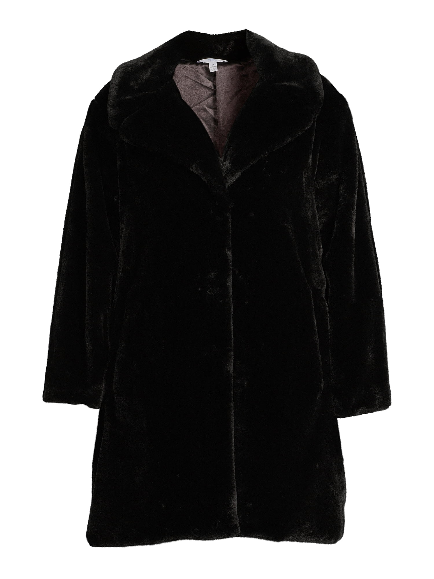 Time and Tru Women's and Plus Full Length Faux Fur Coat