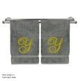 thumbnail image 3 of Monogrammed Washcloth Towel, Personalized Gift, 13x13 Inches - Set of 2 - Gold Script Embroidered Towel - Extra Absorbent 100% Turkish Cotton - Soft Terry Finish - Initial Y Gray Towels, 3 of 3
