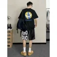 thumbnail image 5 of Conjunto de camiseta y pantalones cortos para hombre, estampado gráfico blanco de algodón, nuevo conjunto de pantalones cortos a juego para hombre, ropa de verano de dos piezas estilo coreano 2024, 5 of 5