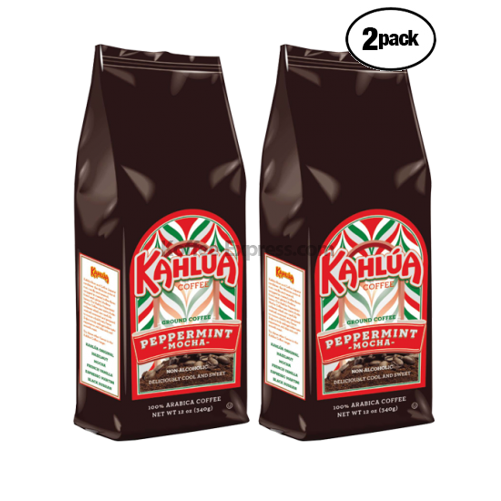 (2 Pack) Kahlúa Peppermint Mocha Ground Coffee, Medium Roast, 12 Oz