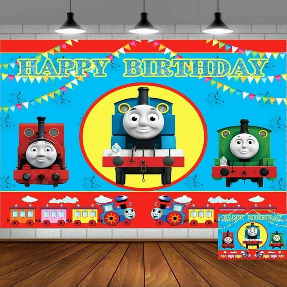 Thomas Backdrop Banner Party Supplies Poster Movie Theme Background for Photography Birthday Decorations