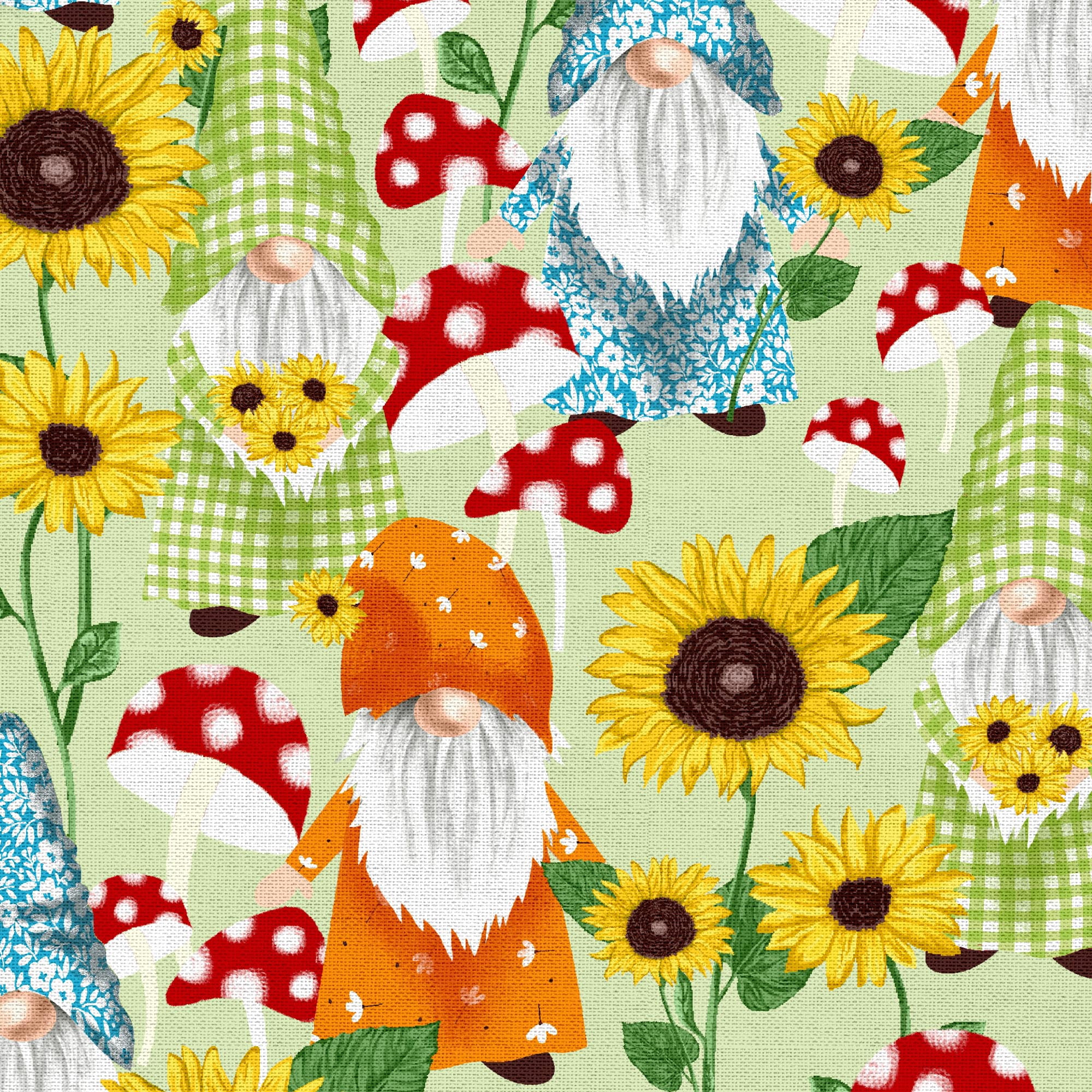 Fabric Editions 36" x 42" Cotton Gnome 1 Yard Precut Sewing & Craft Fabric, Green 1 Piece