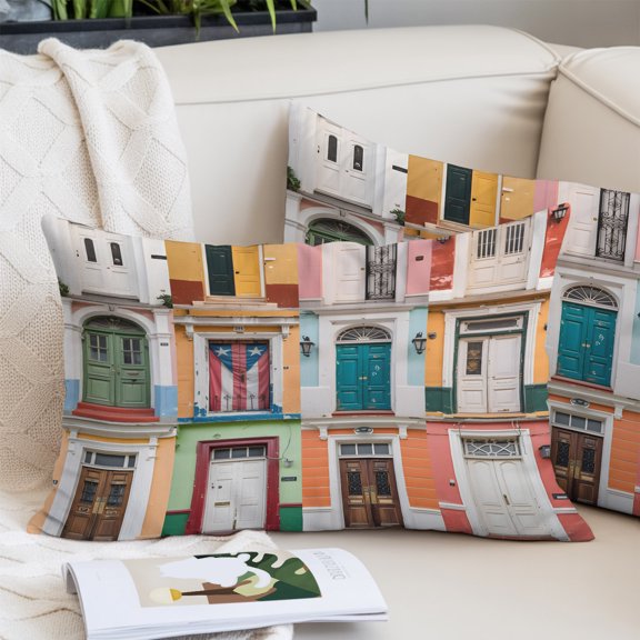 Puerto Rico Pillow Covers 20x36 Inch King Size, Vintage Boho Style Door Gates Decorative Pillowcase with Zipper, Microfiber Pillow Protector, Breathable Pillowcases for Sofa Bed Living Room